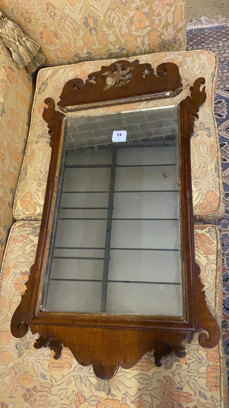 A George III style fret cut wall mirror, width height 94cm - in need of restoration